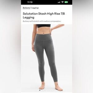 Athleta Salutation Stash 7/8 Tight.  Gray. Size small/P.  New with tags $109